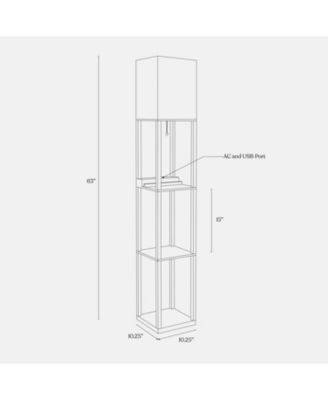 Maxwell 63" LED Shelf Lamp with USB Port and Power Outlet