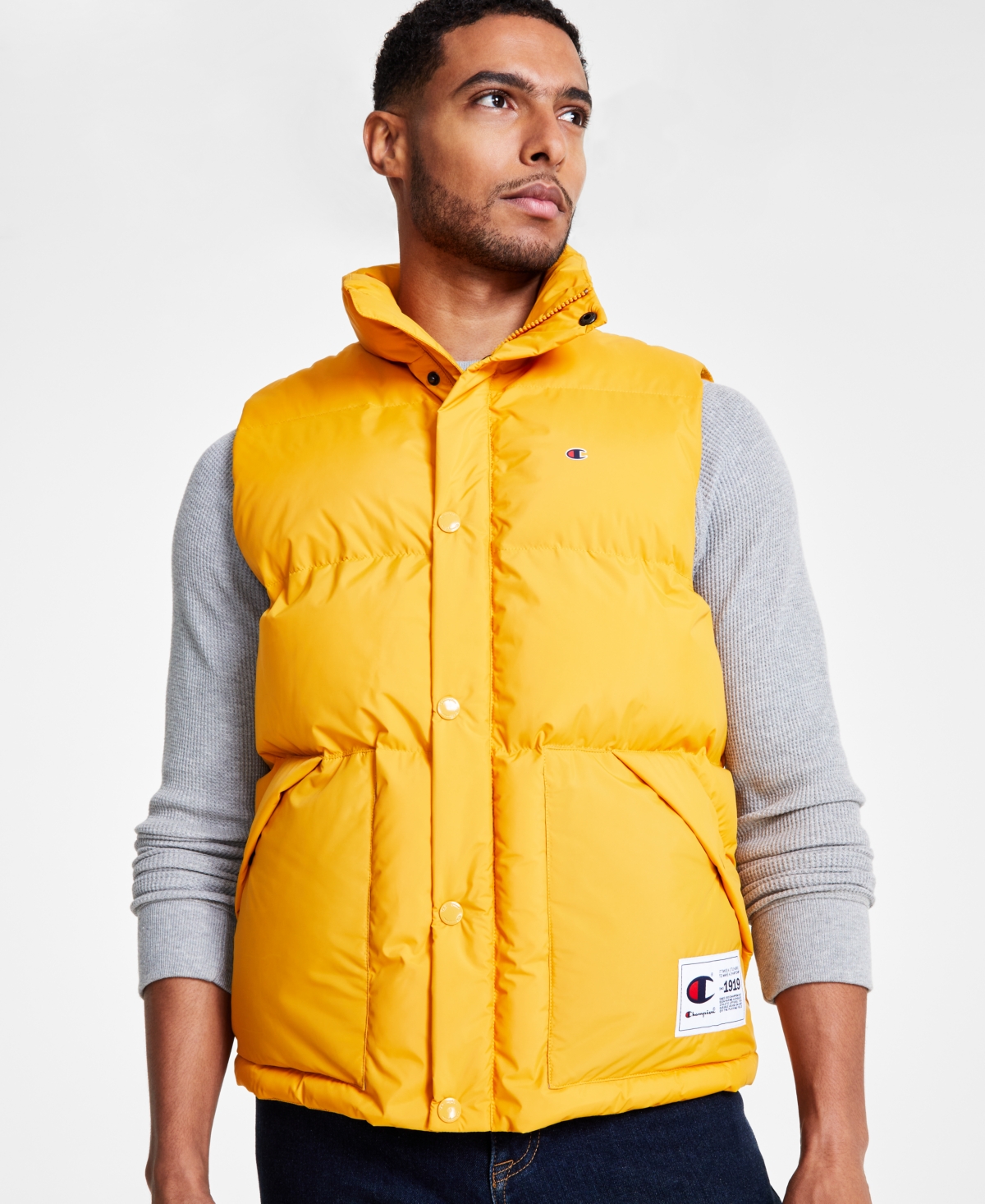 Men's Solid-color Quilted Puffer Vest In Sunflower