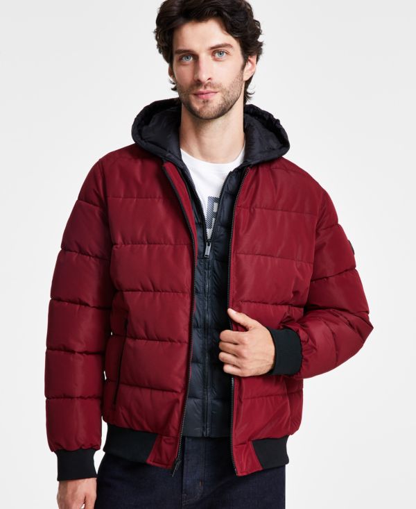 Michael Kors men’s hooded puffer bomber jacket