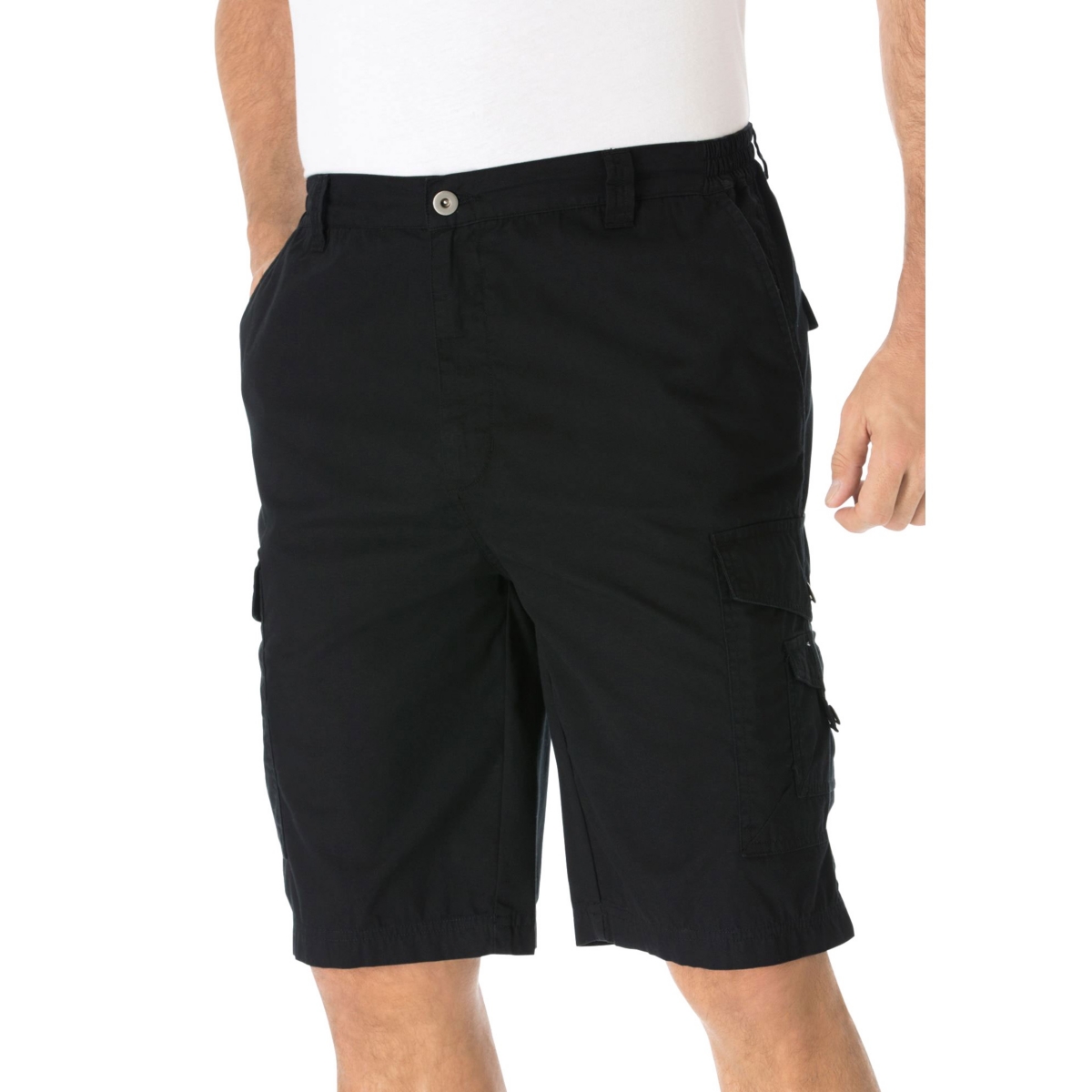 Big & Tall 10" Side Elastic Canyon Cargo Shorts - Black
