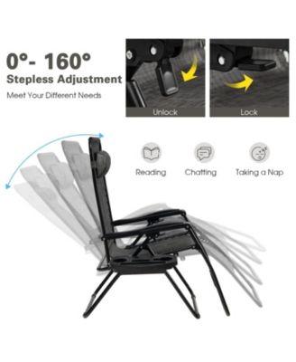 SUGIFT 2 Pieces Folding Lounge Chair with Zero Gravity