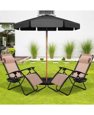 2 Pieces Folding Lounge Chair with Zero Gravity