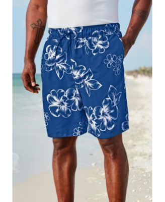 Big & Tall Hibiscus Print 8" Swim Trunks