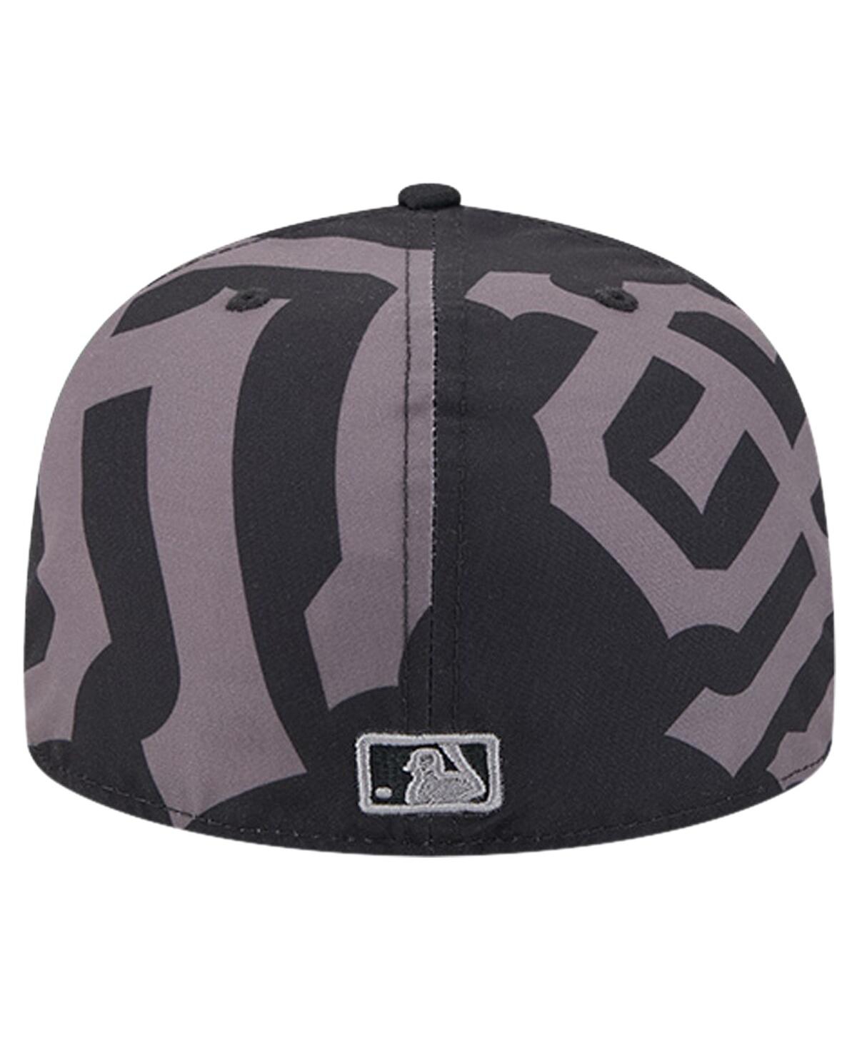 New Era Men's Black San Francisco Giants Logo Fracture 59fifty Fitted Hat In Black,graphite