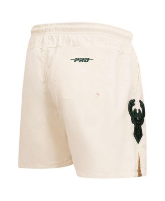 Men's Cream Milwaukee Bucks Triple Tonal Woven Shorts