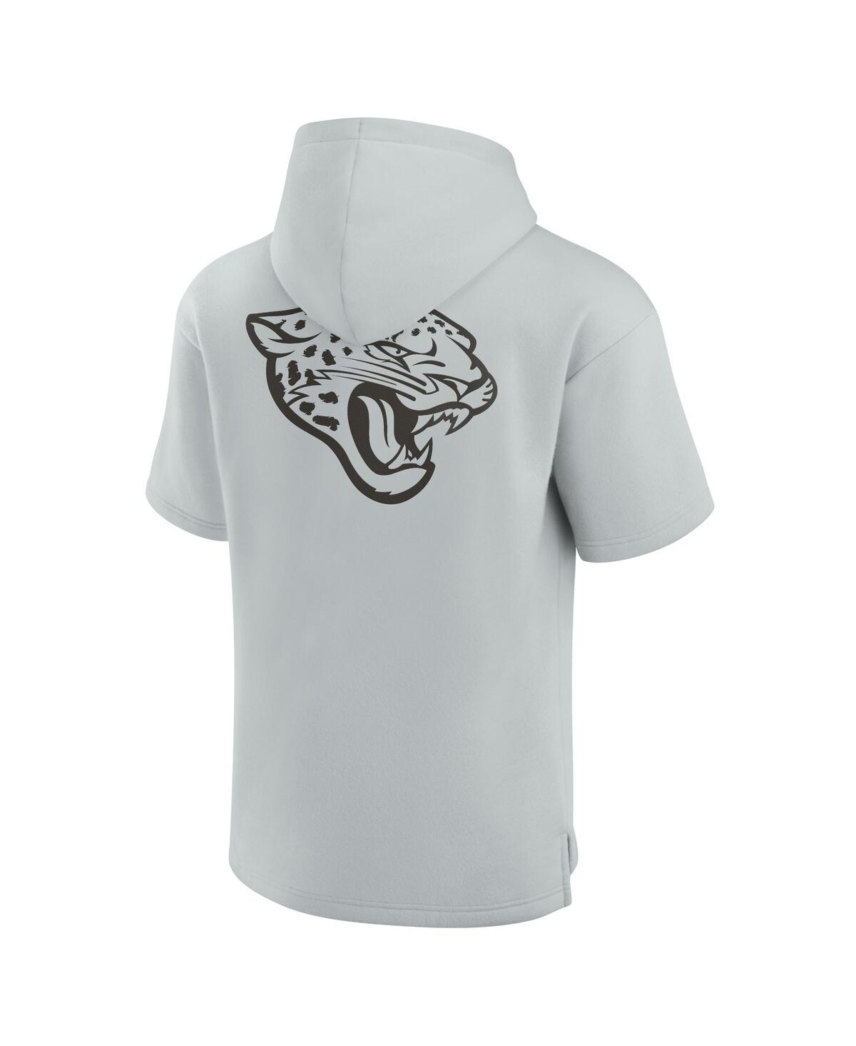 Fanatics Signature Men's And Women's Gray Jacksonville Jaguars Elements Super Soft Fleece Short Sleeve Pullover Hoodie In Gray,cream