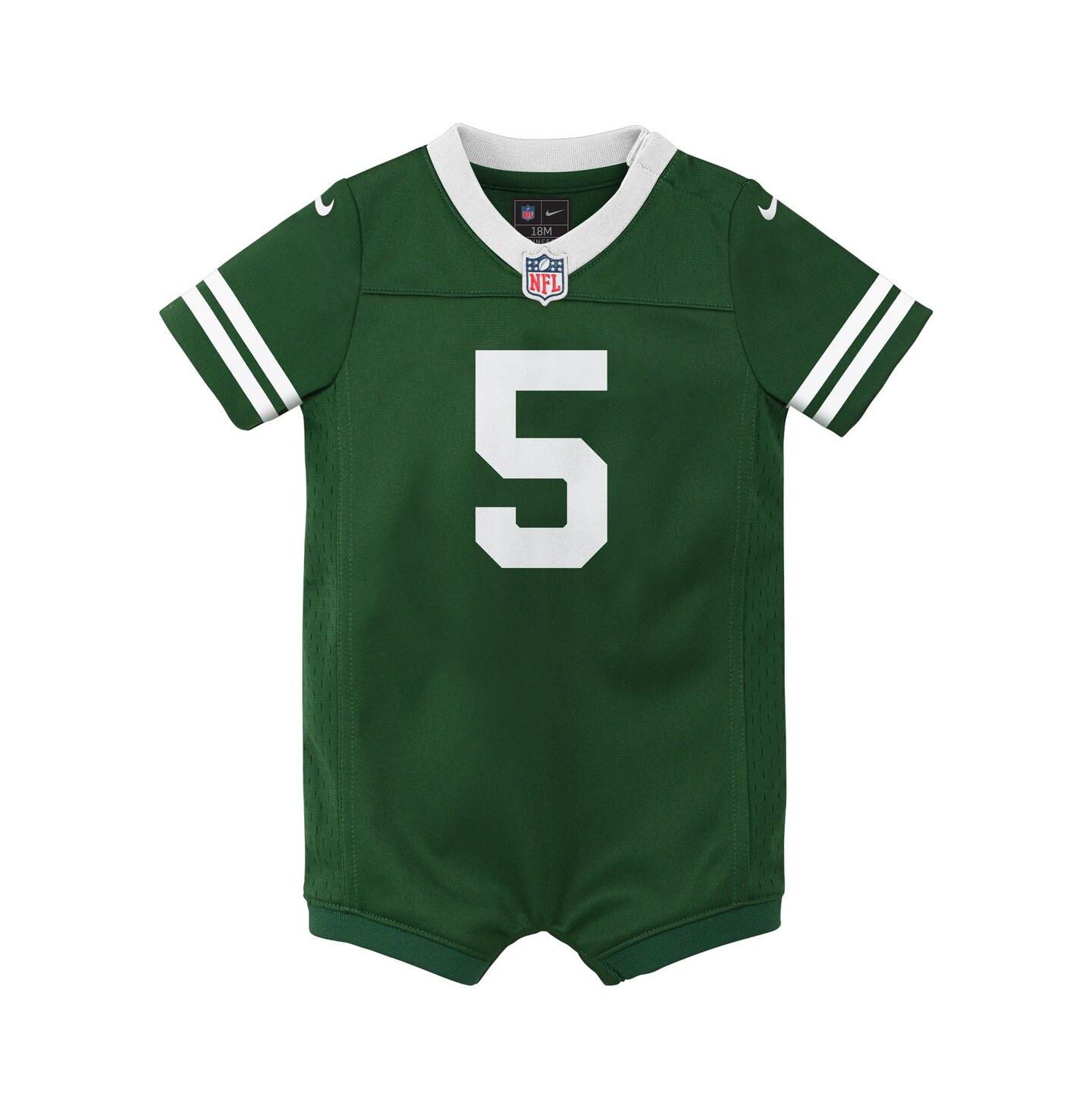 Комбинезон Nike Garrett Wilson Legacy Green New York Jets Game Romper Jersey для мальчиков-малышей — фото 3
