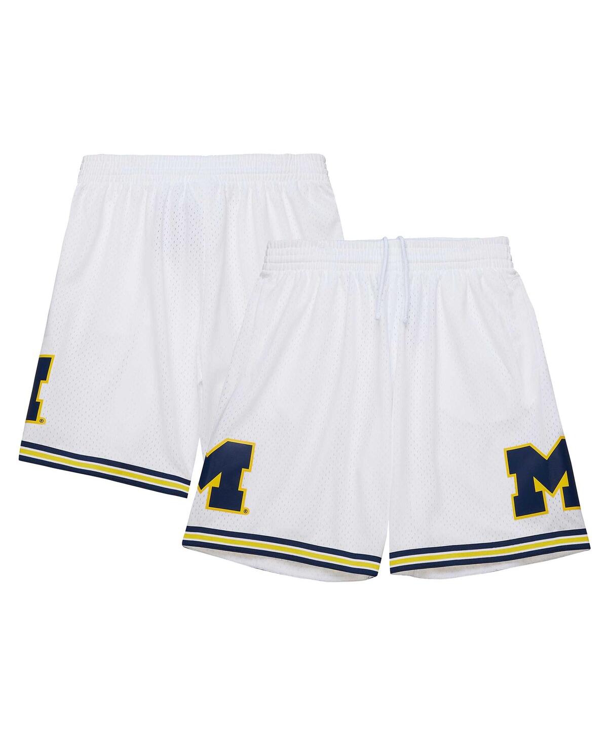 Mitchell Ness Men's White Michigan Wolverines 1991/92 Throwback Jersey Shorts - White