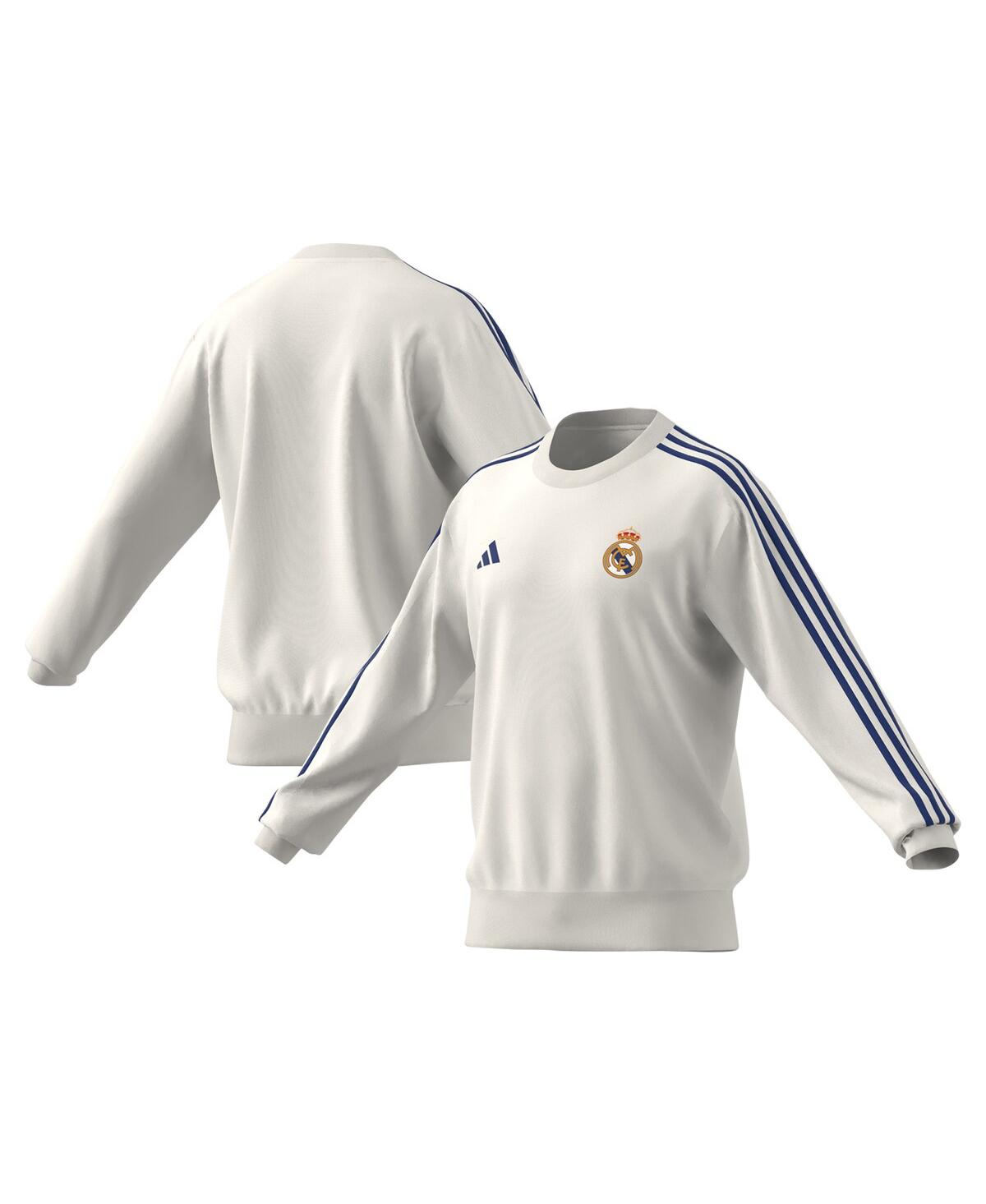 Adidas Originals Men's White Real Madrid Dna Pullover Sweatshirt In Neutral