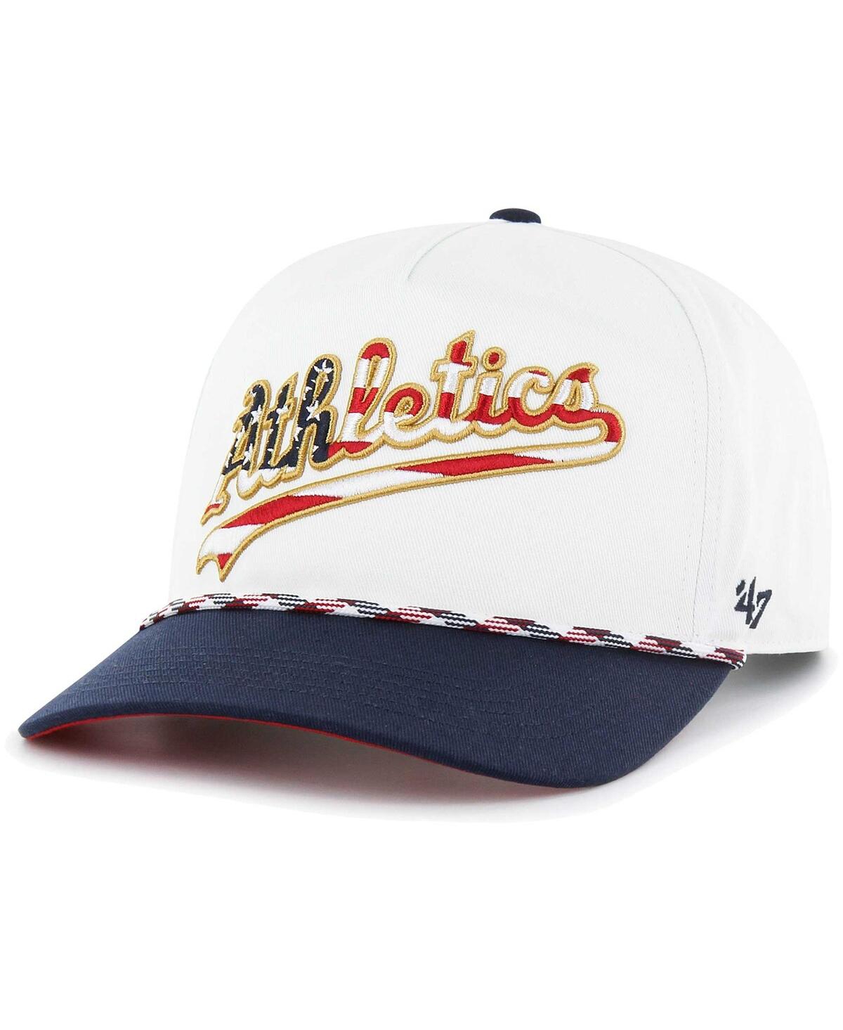 47 Brand Men's White Oakland Athletics Flag Script Hitch Snapback Hat In White