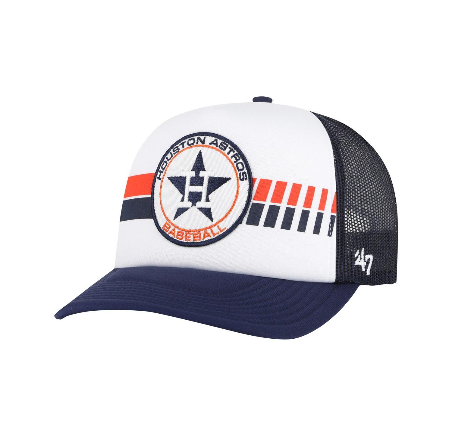 47 Brand Men's White/Navy Houston Astros Cooperstown Collection Wax Pack Express Trucker Adjustable Hat