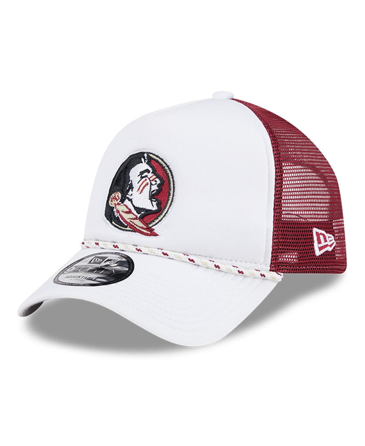 New Era Men's White/maroon Mississippi State Bulldogs Court Sport Foam A-frame 9forty Adjustable Trucker Hat In White,garnet