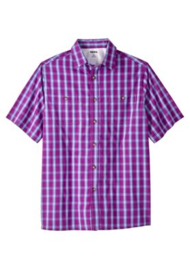 Tall Plaid Wrinkle-Resistant Short Sleeve Button Down