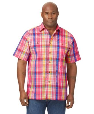 Big & Tall Plaid Wrinkle-Resistant Short Sleeve Button Down