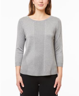 Melissa Paige - Women's Ribbed-Detail 3/4-Sleeve Sweater