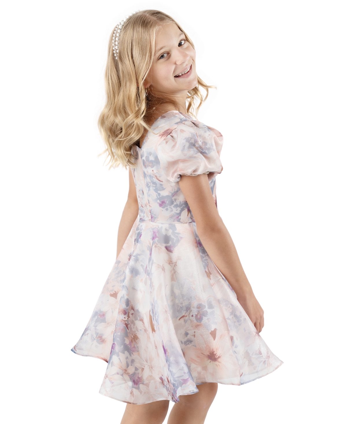 Rare Editions Big Girls Floral Organza Social Dress, Created for Macy's