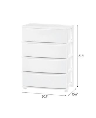 USA 4 Wide Drawer Storage, Organizer Unit for Bedroom, Closet, Living Room, Nursery, Dorm, White Frame with Matte White Front Panels, Set of 1