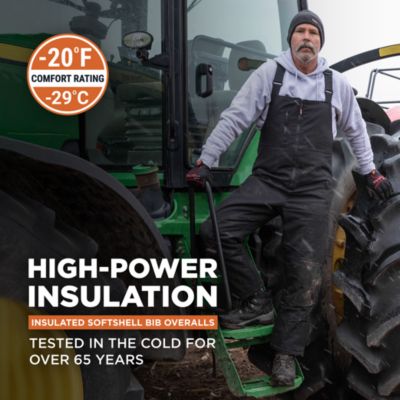 Men's Insulated Softshell Bib Overalls - Water-Repellent, Wind-Tight, Thermal Workwear for Extreme Cold