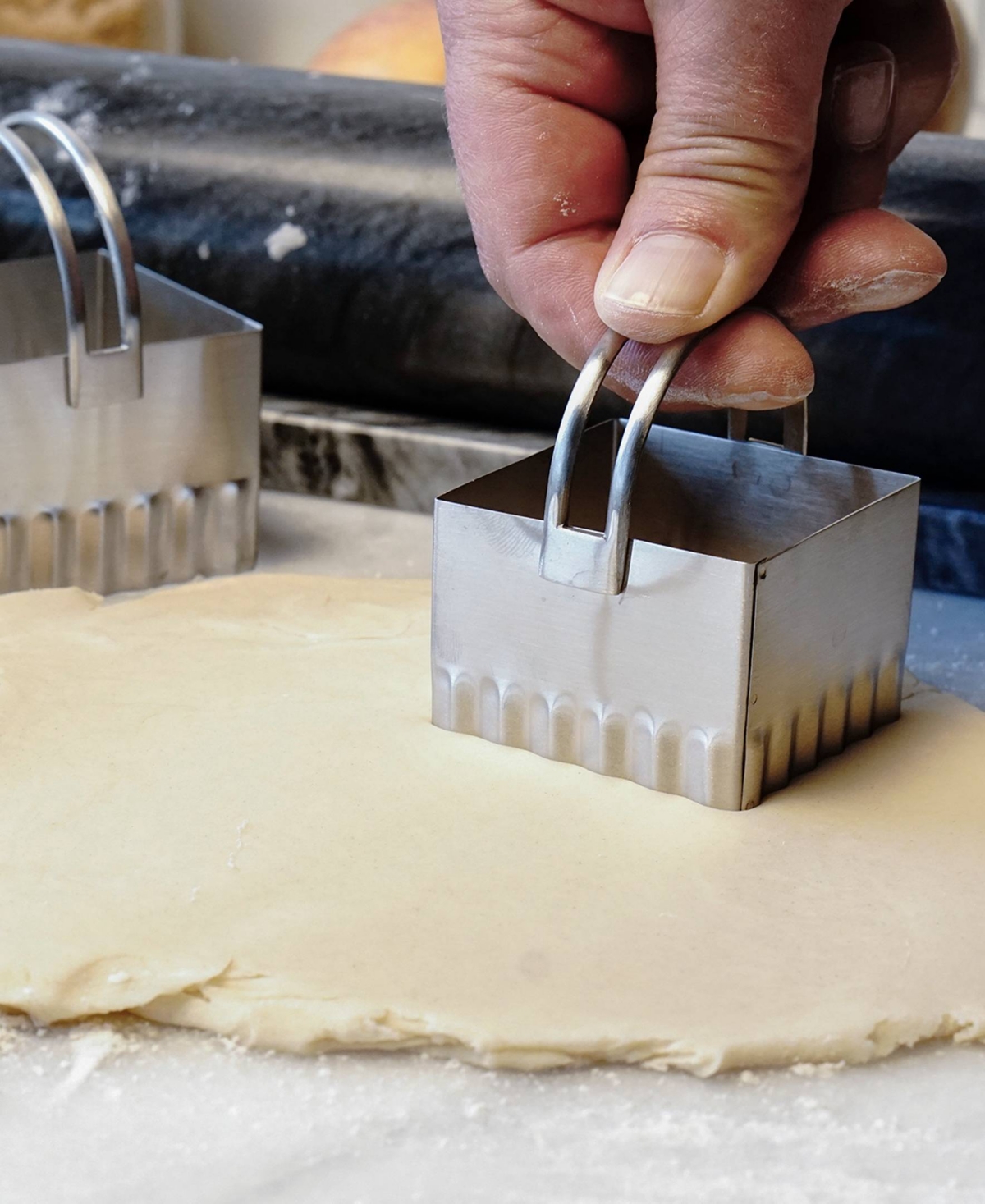 Rsvp International Endurance 4 Piece Square Rippled Biscuit Cutters In Gray