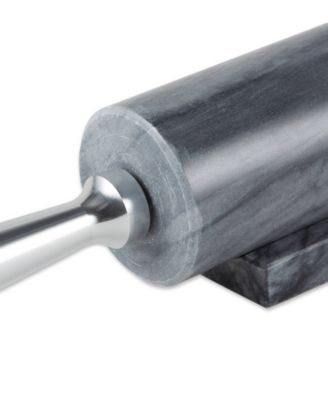 17.5" Grey Marble Rolling Pin with Stand