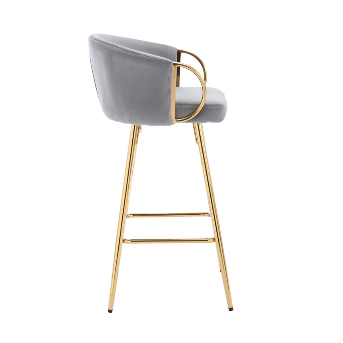Streamdale Furniture 26 Inch Set Of Bar Stools, With Chrome Footrest And Base Velvet + Leg Simple Barstool