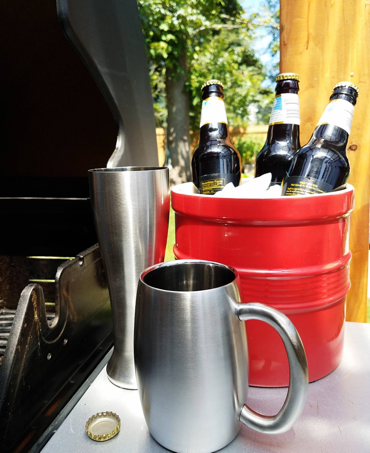 Shop Rsvp International Endurance Stainless Steel Double Wall Beer Mug 15 Ounce In Gray