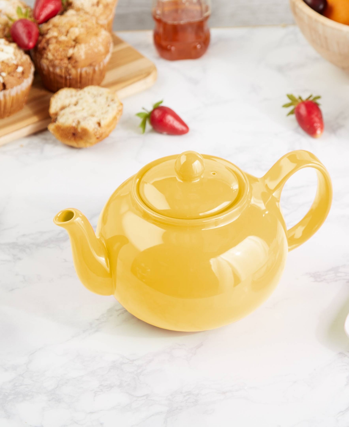 Shop Rsvp International Stoneware 42 Ounce Teapot In Yellow