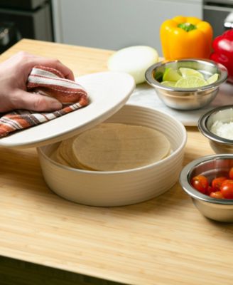 8.5" D Stoneware White Tortilla Warmer