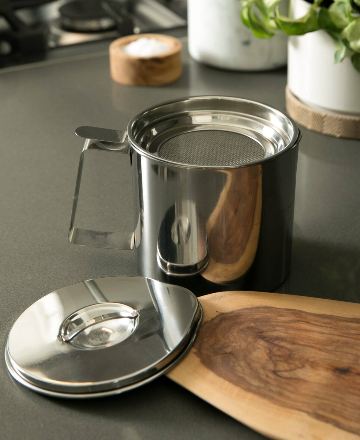 Shop Rsvp International Stainless Steel Endurance Medium 4 Cup Fryer's Friend Grease Keeper In Gray