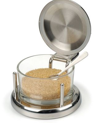 Endurance Stainless Steel 6x4x3" Salt Server and Spoon Set
