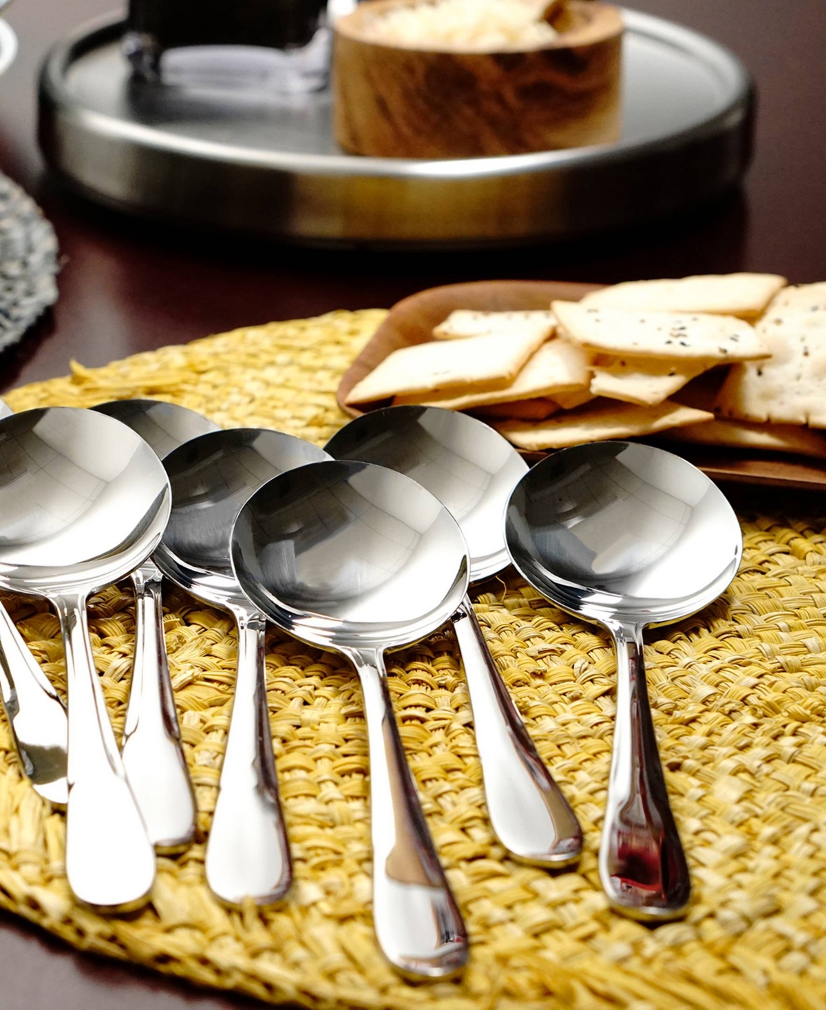 RSVP INTERNATIONAL ENDURANCE 18/8 STAINLESS STEEL 8 PIECE 6.7" BOXED SET OF SOUP SPOONS 