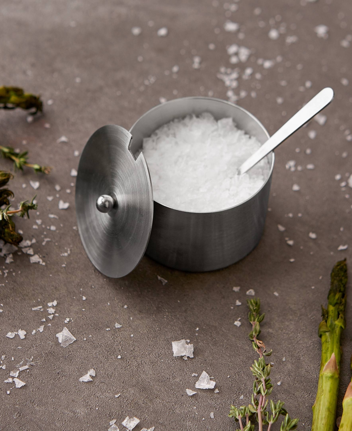 Rsvp International Endurance Stainless Steel 4 Ounce Salt Cellar And Spoon Set In Silver