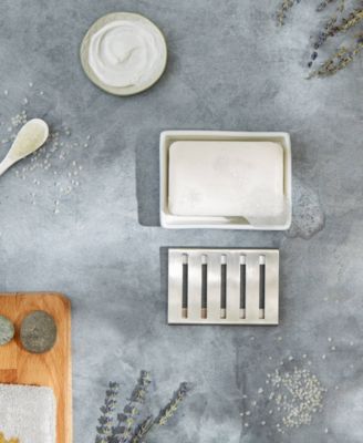 Ceramic Stoneware and Stainless Steel 5x4" Soap Dish