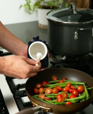 Stoneware 2 Piece 6 Ounce Matte Blue Salt Pig and Spoon Set