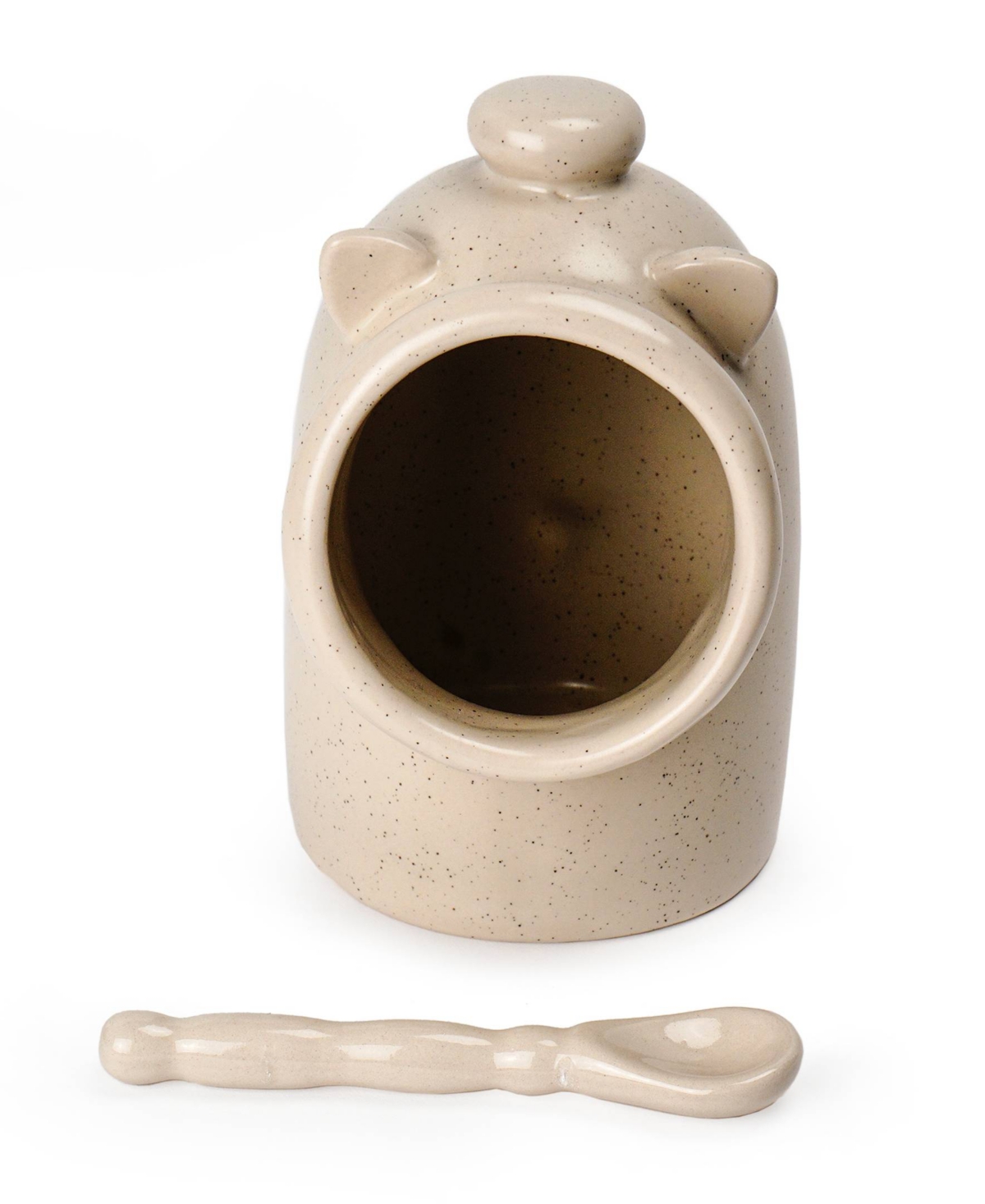 Rsvp International Stoneware 2 Piece 6 Ounce Matte Oat Salt Pig And Spoon Set In Beige