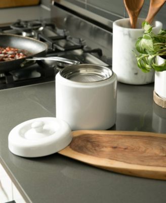 6 Cup Ceramic White Grease Keeper