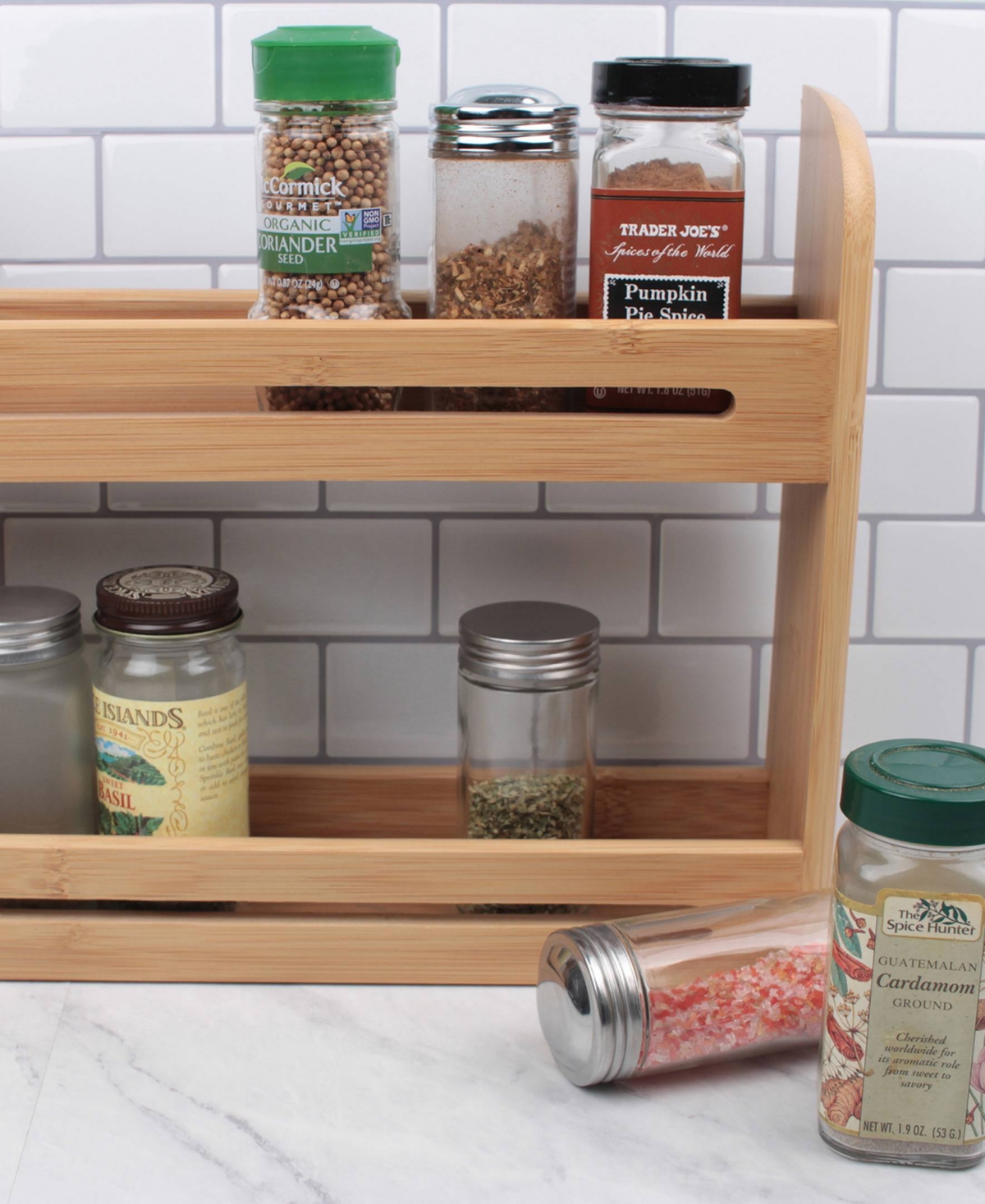 Rsvp International Wood 12" X 2.75" X 10.25" Spice Rack Jars Not Included In Brown