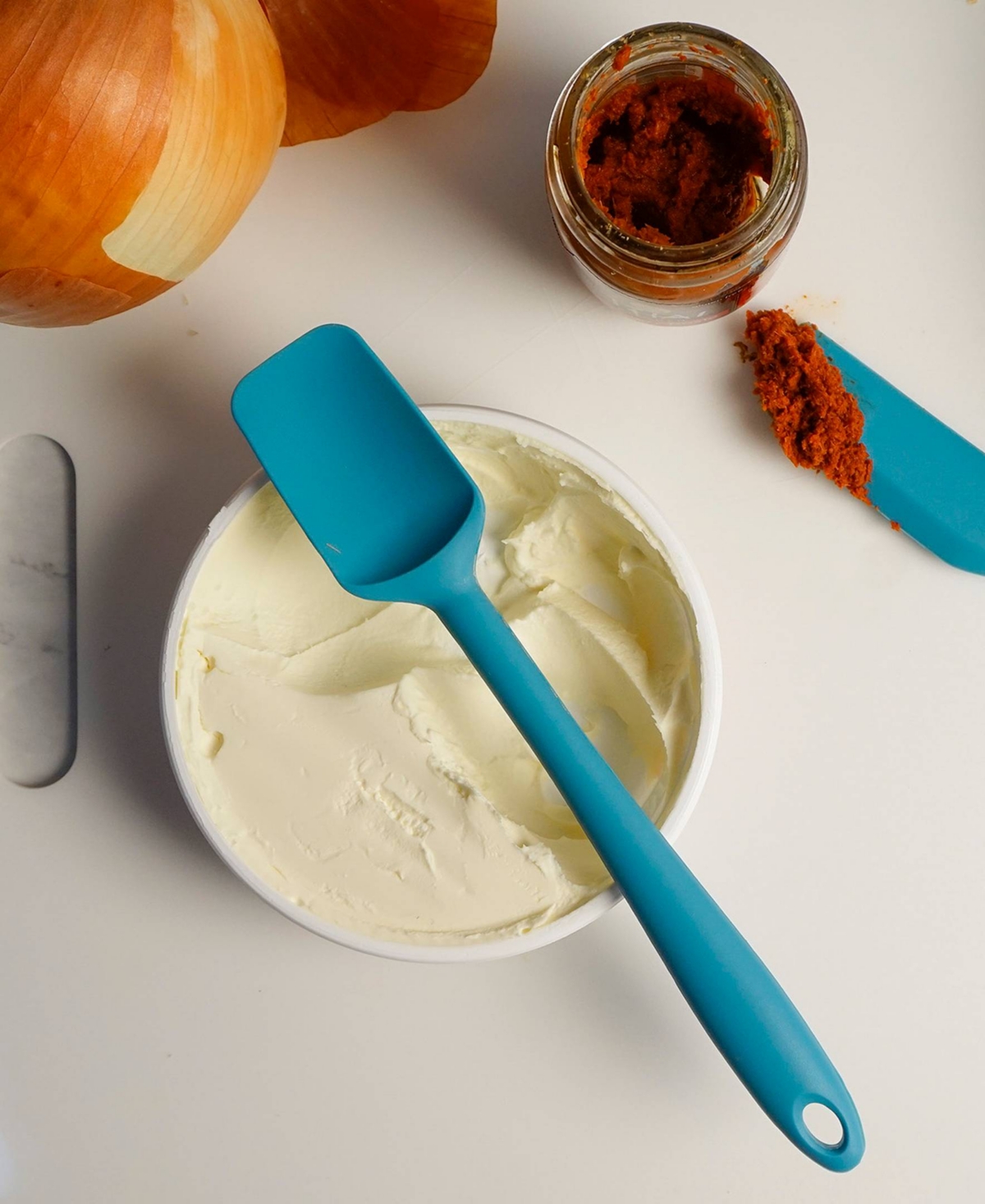Shop Rsvp International Silicone Coated Steel 2 Piece 8" Ela Series Turquoise Mini Spatula Set In Blue