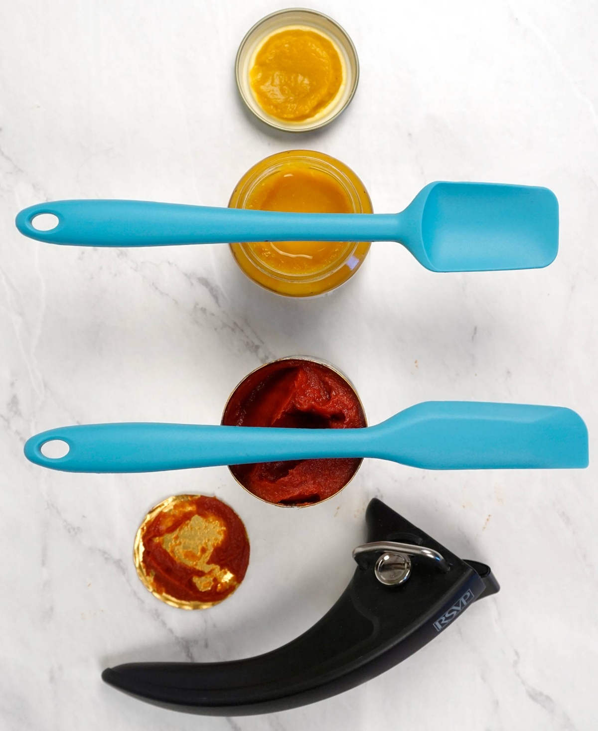 Shop Rsvp International Silicone Coated Steel 2 Piece 8" Ela Series Turquoise Mini Spatula Set In Blue