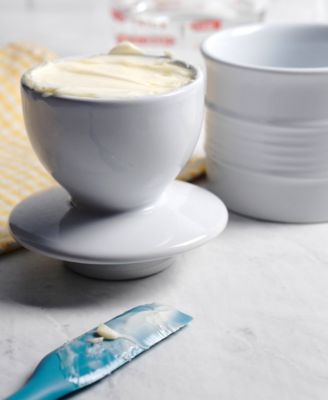 Stoneware White 3.7" Diameter Butter Pot