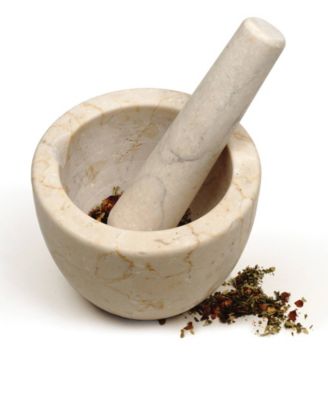 Beige Marble Mortar Pestle Set
