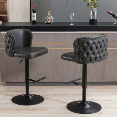Set of 2 Modern Adjustable Swivel Bar Stools
