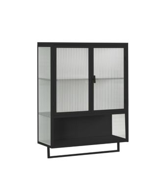 23.62" Glass Doors Modern Two-Door Wall Cabinet
