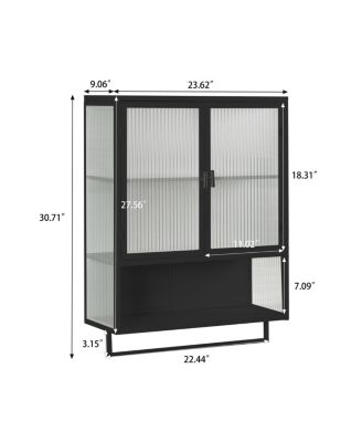 23.62" Glass Doors Modern Two-Door Wall Cabinet