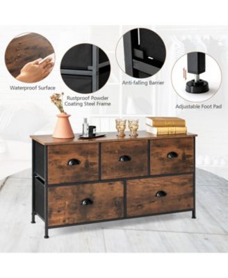 Dresser Organizer with 5 Drawers and Wooden Top