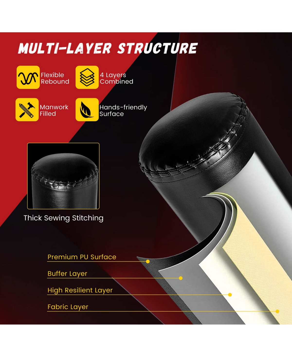 Freestanding Punching Bag 71'' Boxing Bag with25 Suction Cups Gloves & Filling Base