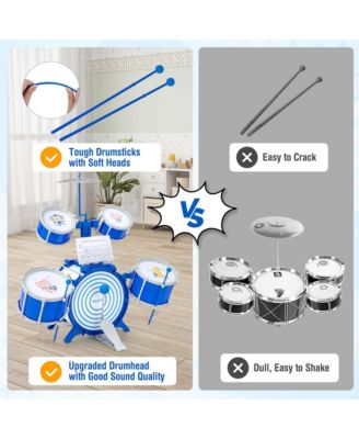 Kids Drum Set Educational Percussion Musical Instrument Toy with Bass Drum