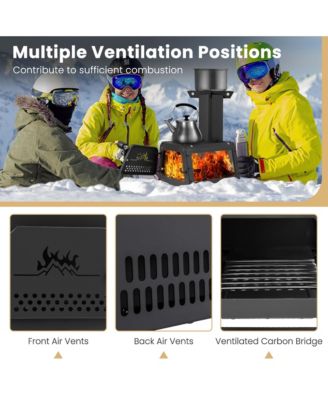 Portable Wood Burning Stove Wood Camping Stove Heater with 2 Cooking Positions