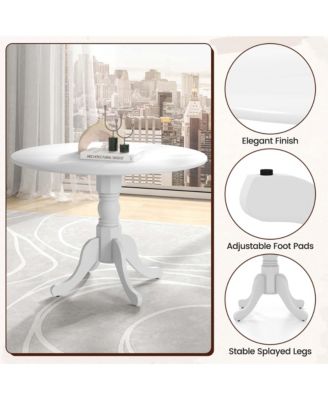 4-Person Dining Table Wooden Kitchen Table with Solid Rubber Wood Frame for Kitchen