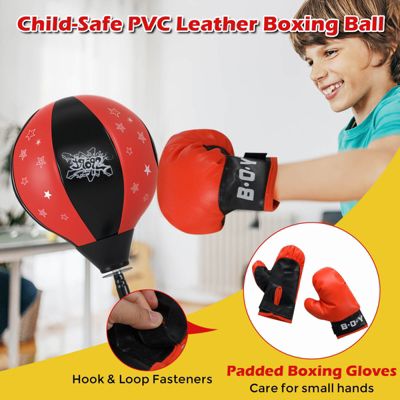 Kids Punching Bag w/Adjustable Stand Boxing Gloves Boxing Set